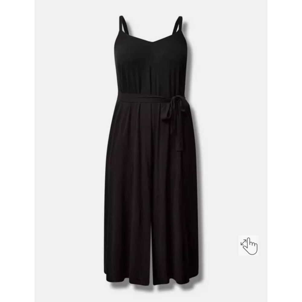 Torrid Black Cami Culotte Jumpsuit Size 3 3X Wide Leg Boho Festival Black - Picture 5 of 11
